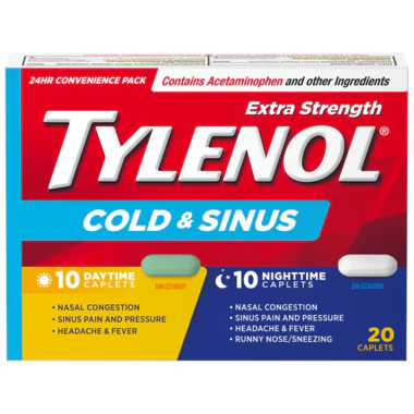 Tylenol - Extra Strength Cold & Sinus Caplets | 10 Daytime + 10 Nighttime Caplets