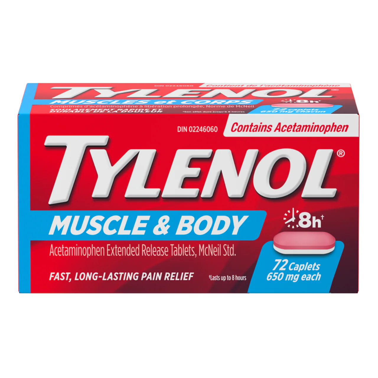 Tylenol – 8-Hour Extended Release Acetaminophen 650 mg | 72 Caplets