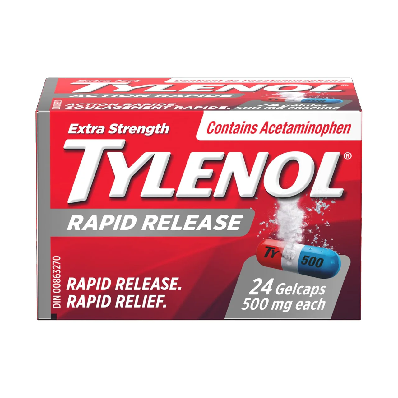 Tylenol Rapid Relief Acetaminophen 500 mg | 24 Gelcaps