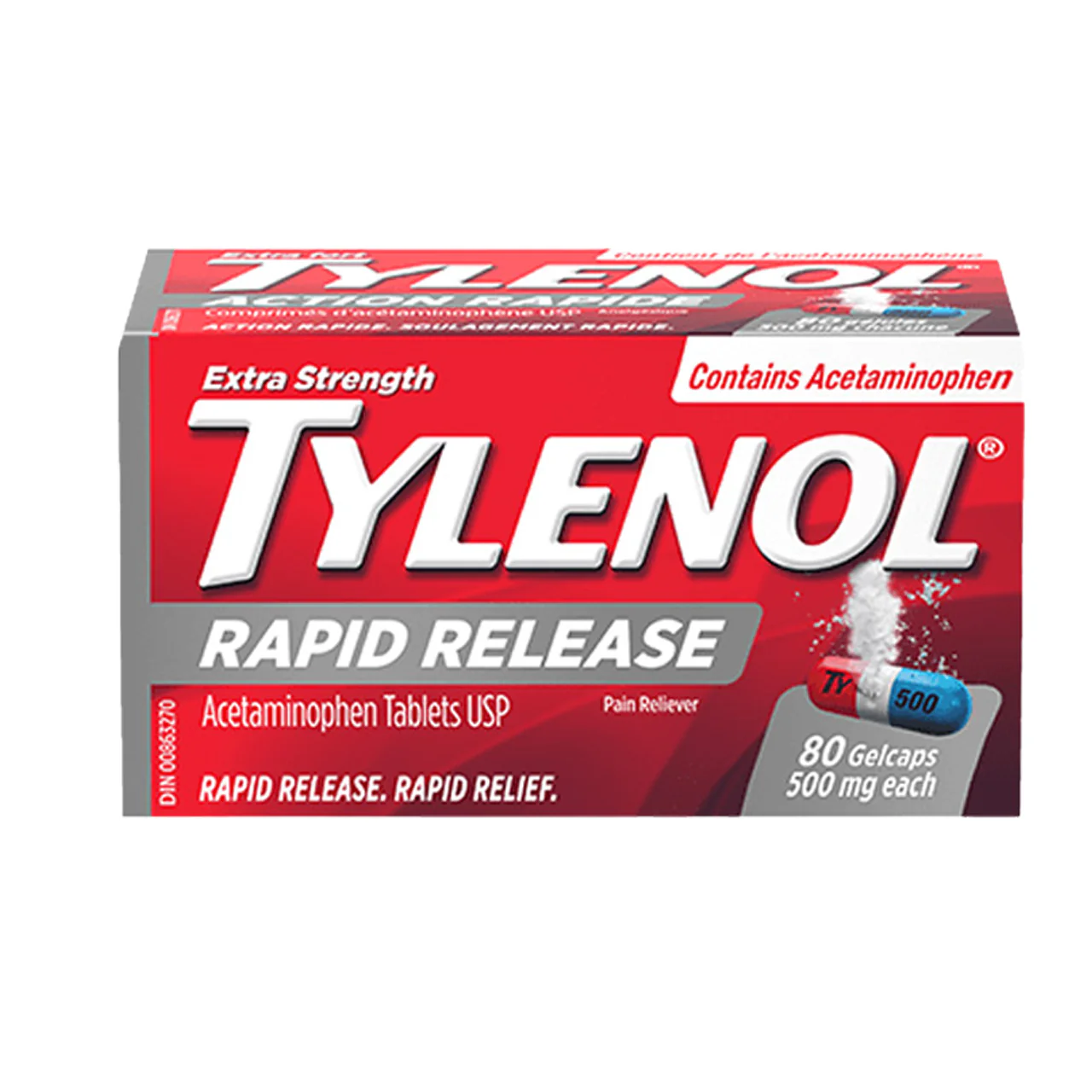 Tylenol - Rapid Release Acetaminophen 500 mg | 80 Gelcaps