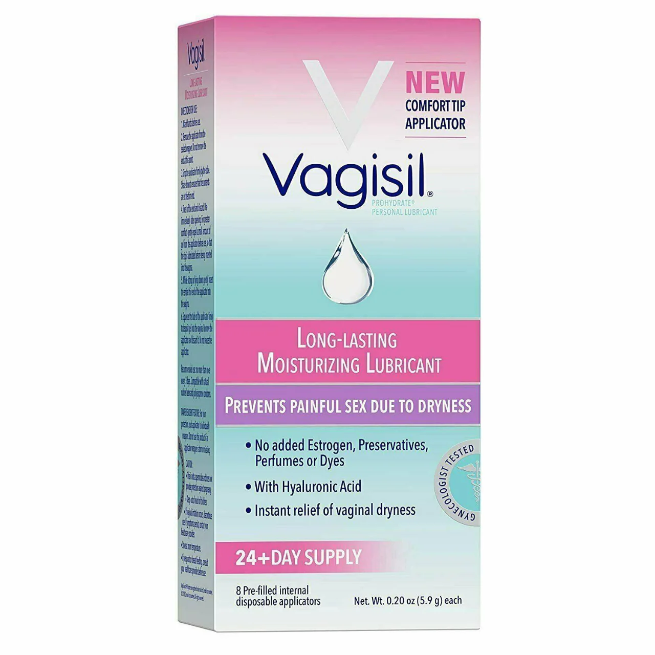 Vagisil - Long-Lasting Moisturizing Lubricant - 24+ Day Supply | 8 Pre-Filled Internal Disposable Applicators