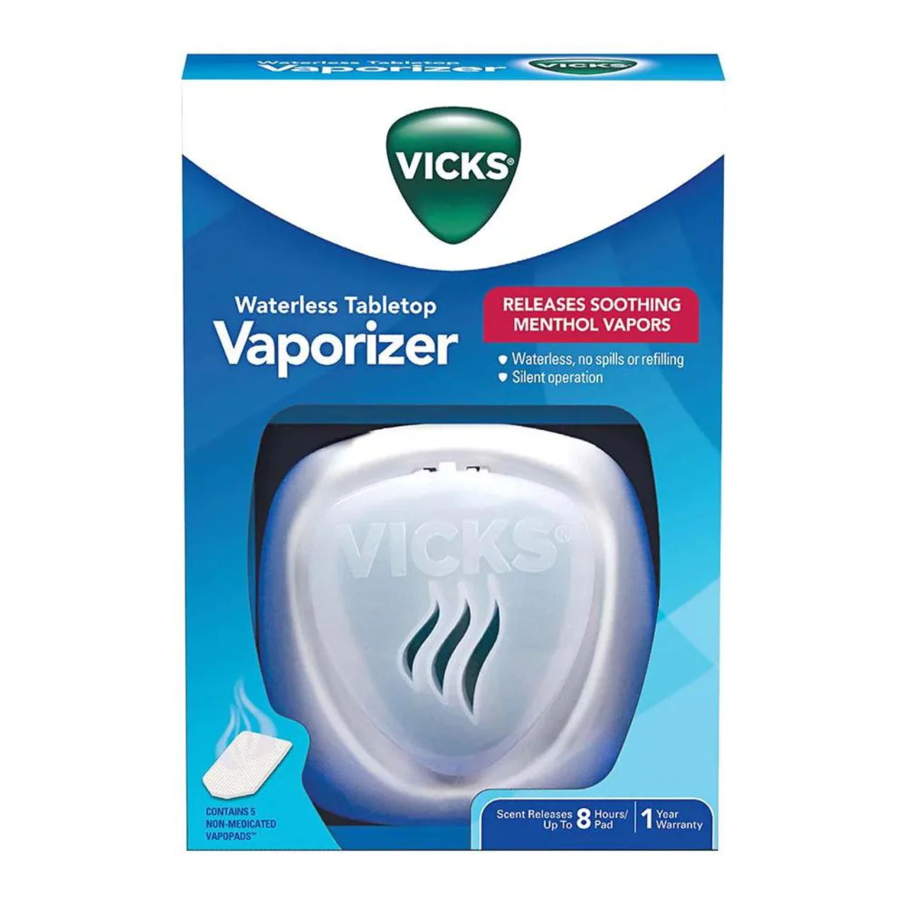 Vicks - Waterless Tabletop Vapourizer, Model V1900-CAN | 1 Device - 5 Vicks VAPOPADS