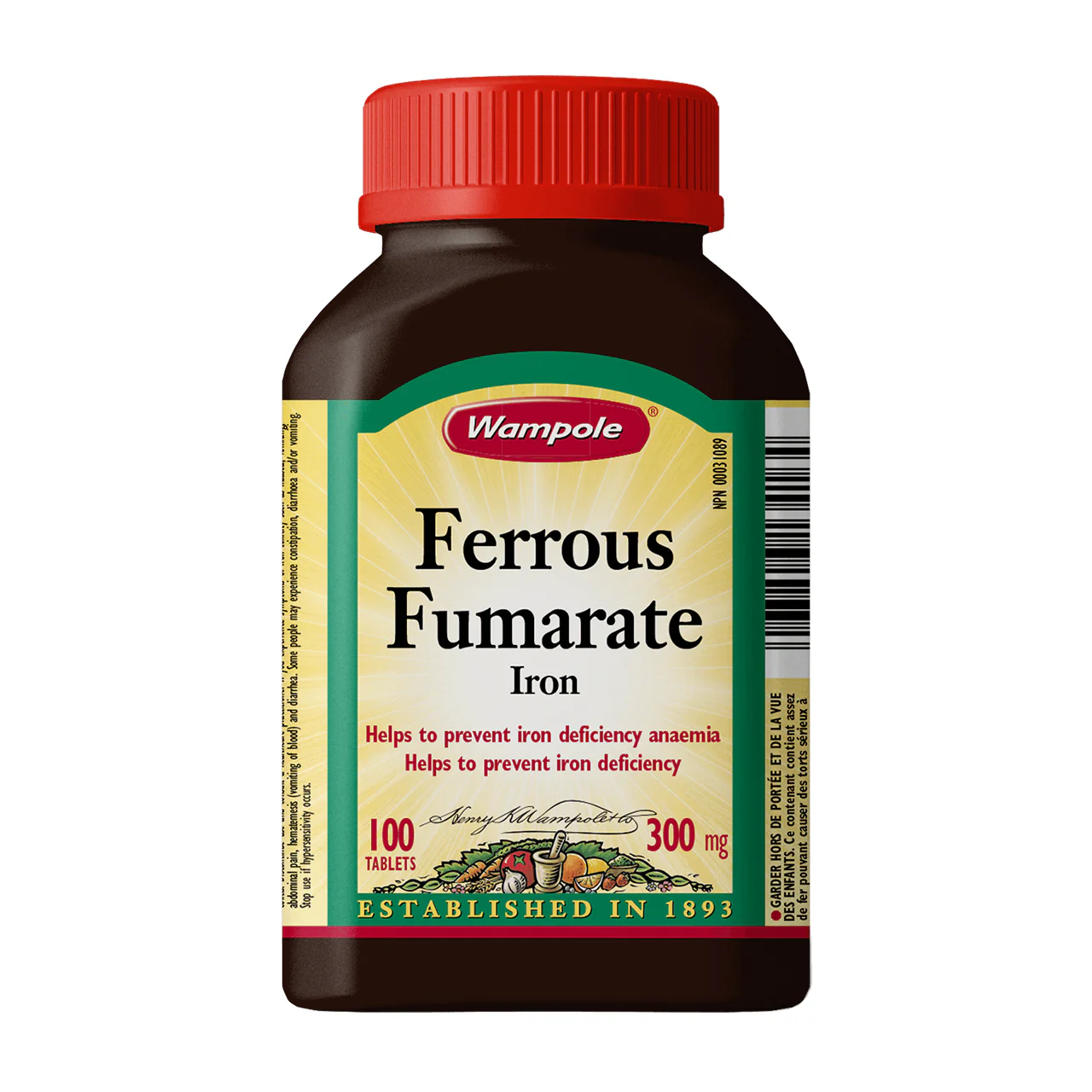 Wampole - Ferrous Fumarate Iron 300MG | 100 Tablets