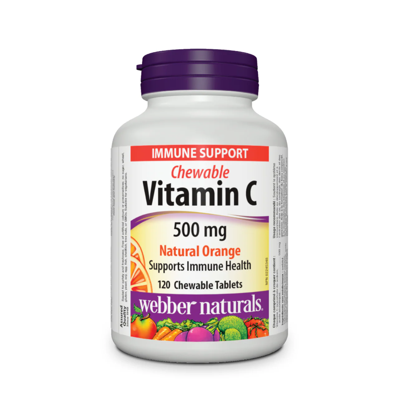Webber Naturals - Chewable Vitamin C Tablets 500 mg, Natural Orange | 120 Chewable Tablets