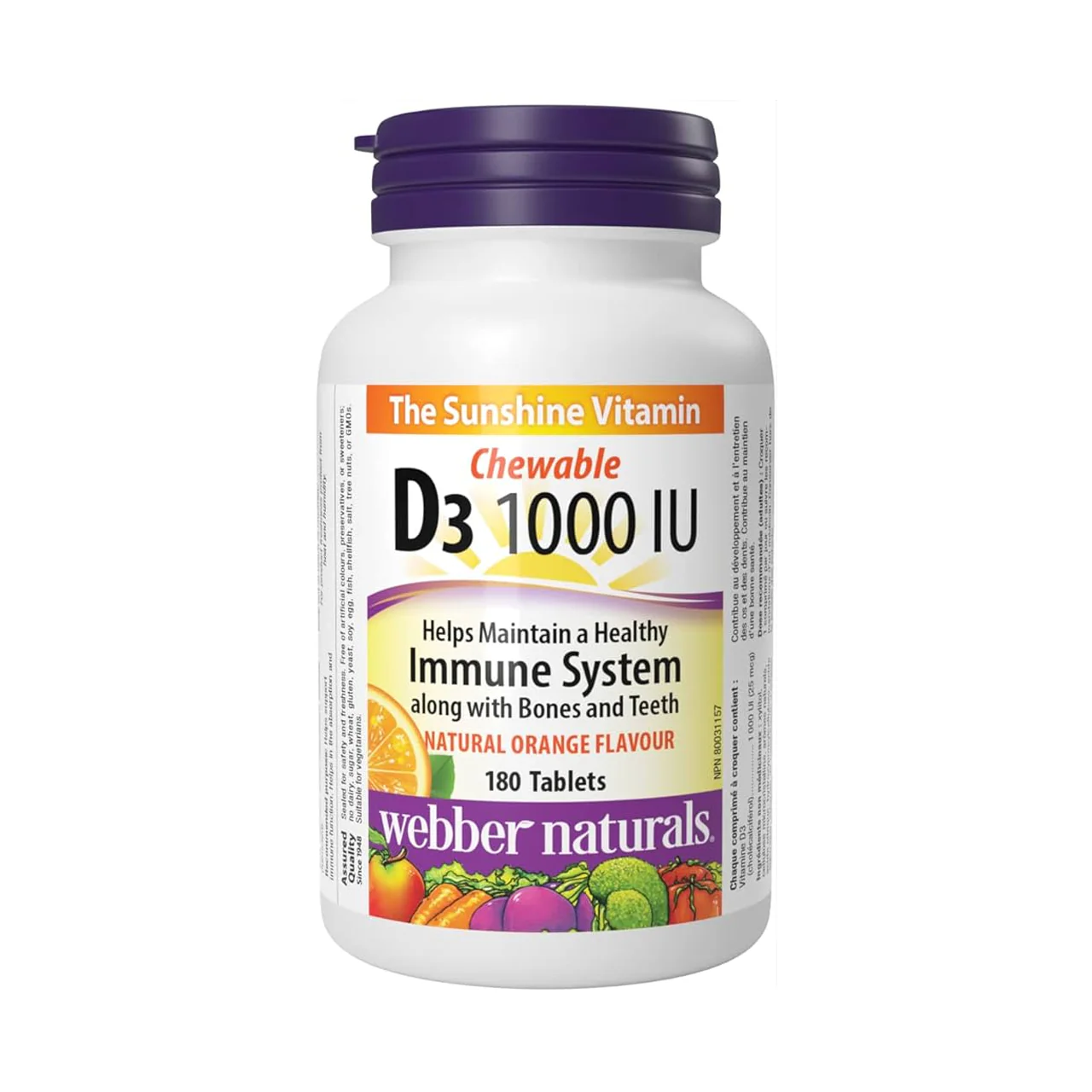 Webber Naturals - D3 1000 IU Chewable | 180 Chewable Tablets