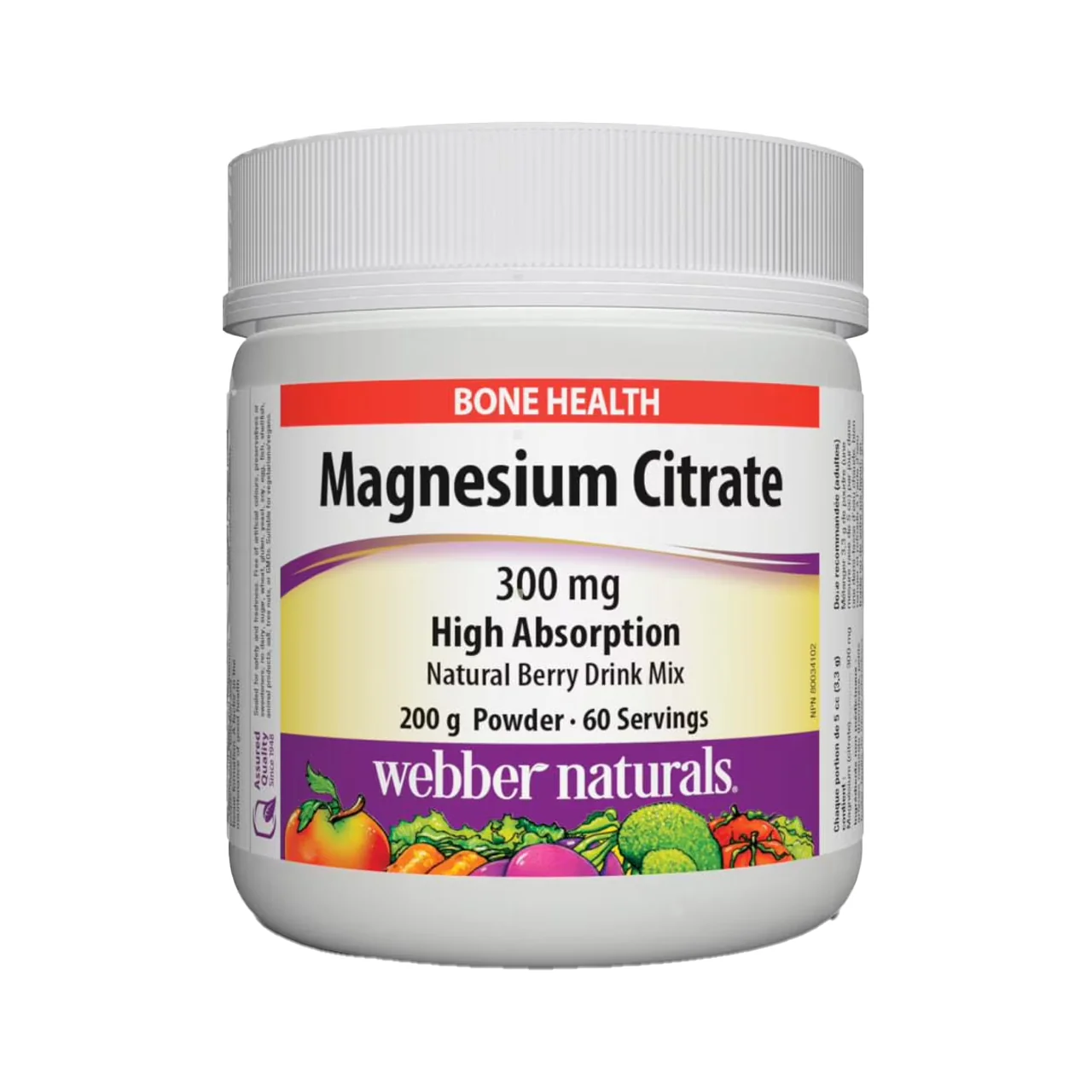 Webber Naturals - Magnesium Citrate 300 mg High Absorption | 200 g (60 Servings)