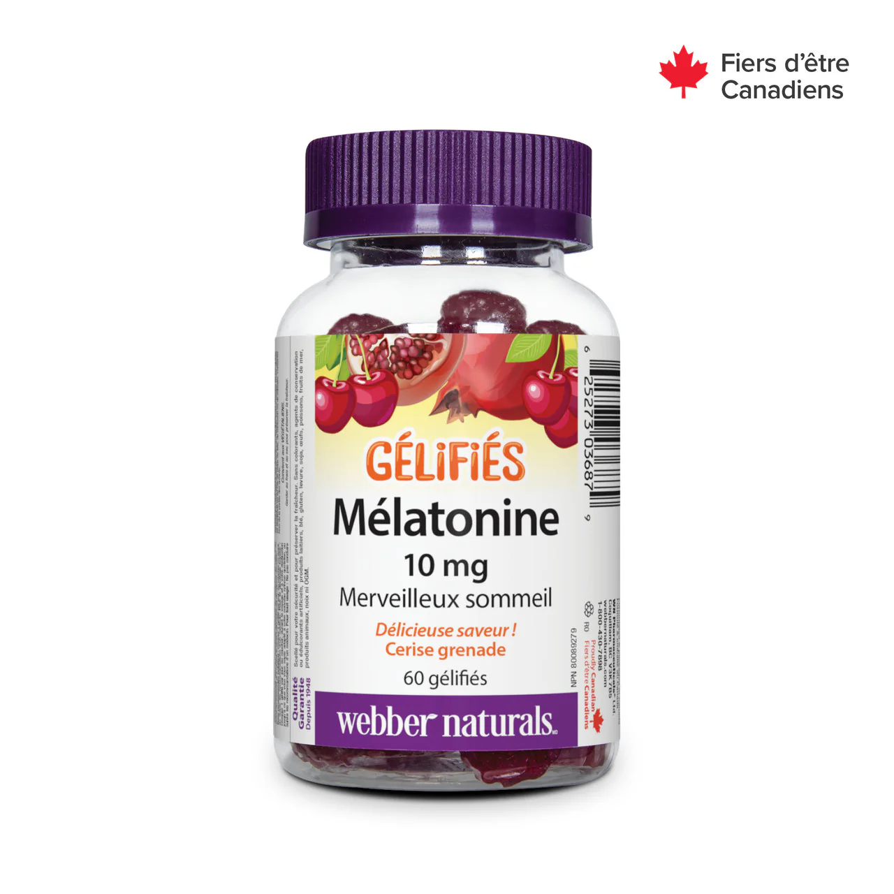 Webber Naturals - Melatonin Gummies 10 mg - Cherry Pomegranate | 60 Gummies - Image 2