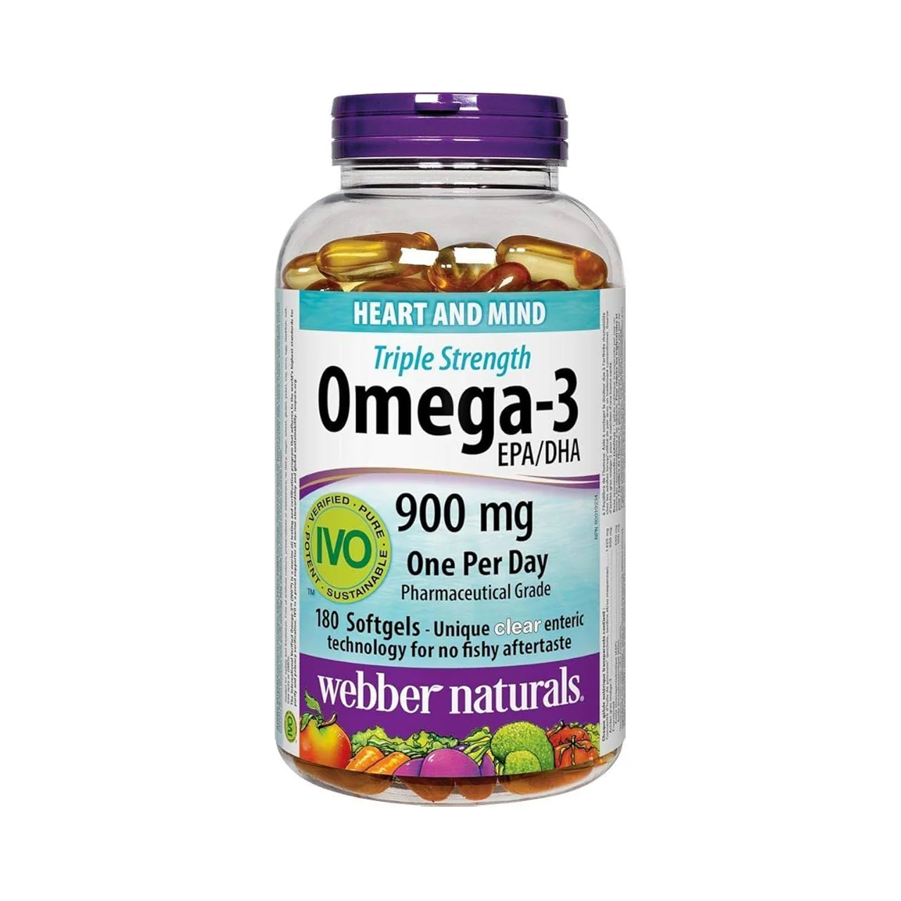 Webber Naturals - Triple Strength Omega-3 900 mg EPA/DHA | 80 Clear Enteric Softgels