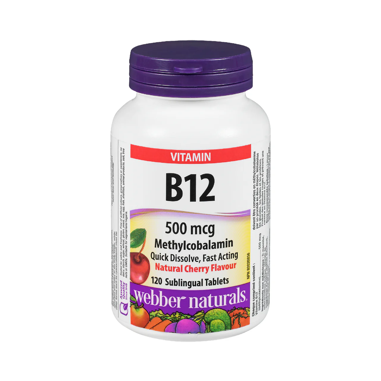 Webber Naturals - Vitamin B12 500 Mcg, Natural Cherry Flavour | 120 Sublingual Tablets
