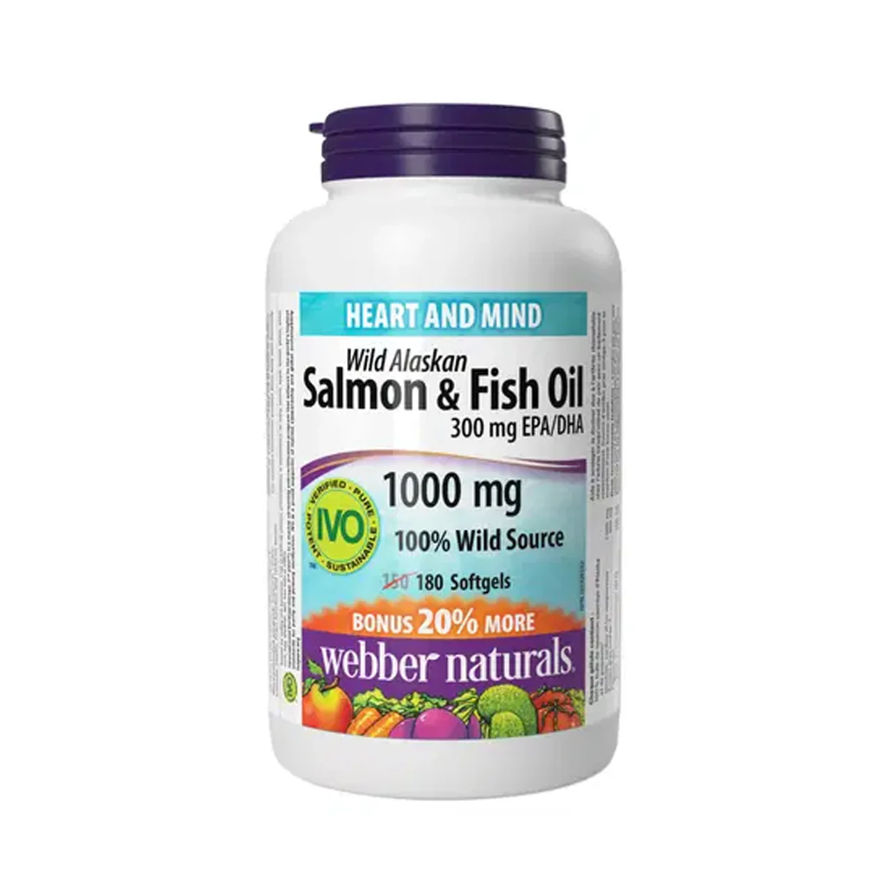 Webber Naturals - Wild Alaskan Salmon & Fish Oil 1000 mg | BONUS 150+30 Softgels