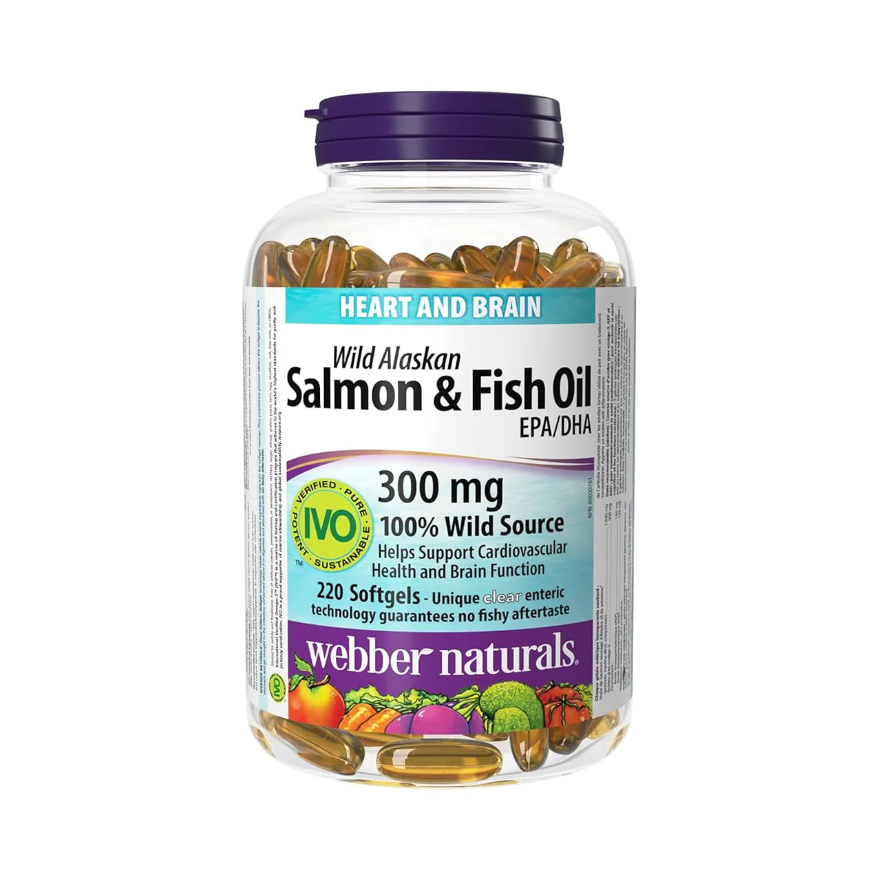 Webber Naturals - Wild Alaskan Salmon & Fish Oil 300 mg EPA/DHA | 220 Clear Enteric Softgels