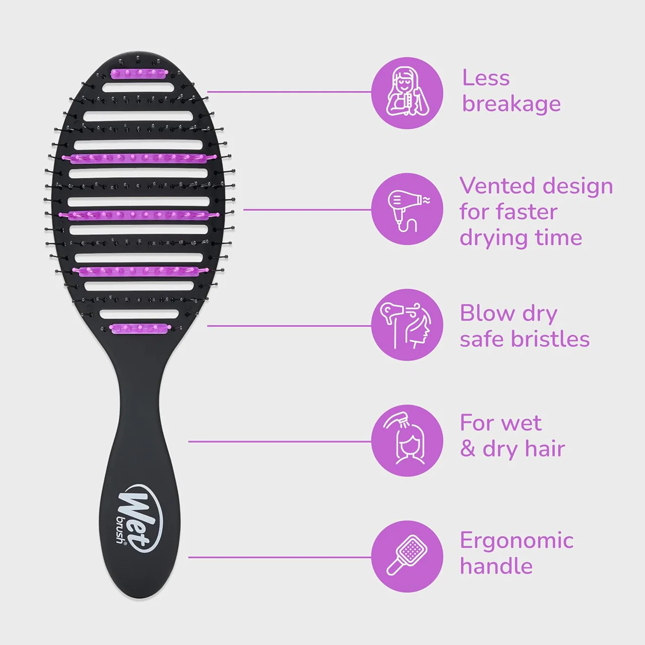Wet Brush - Speed Dry Refresh & Extend Brush, Black & Purple - Image 2
