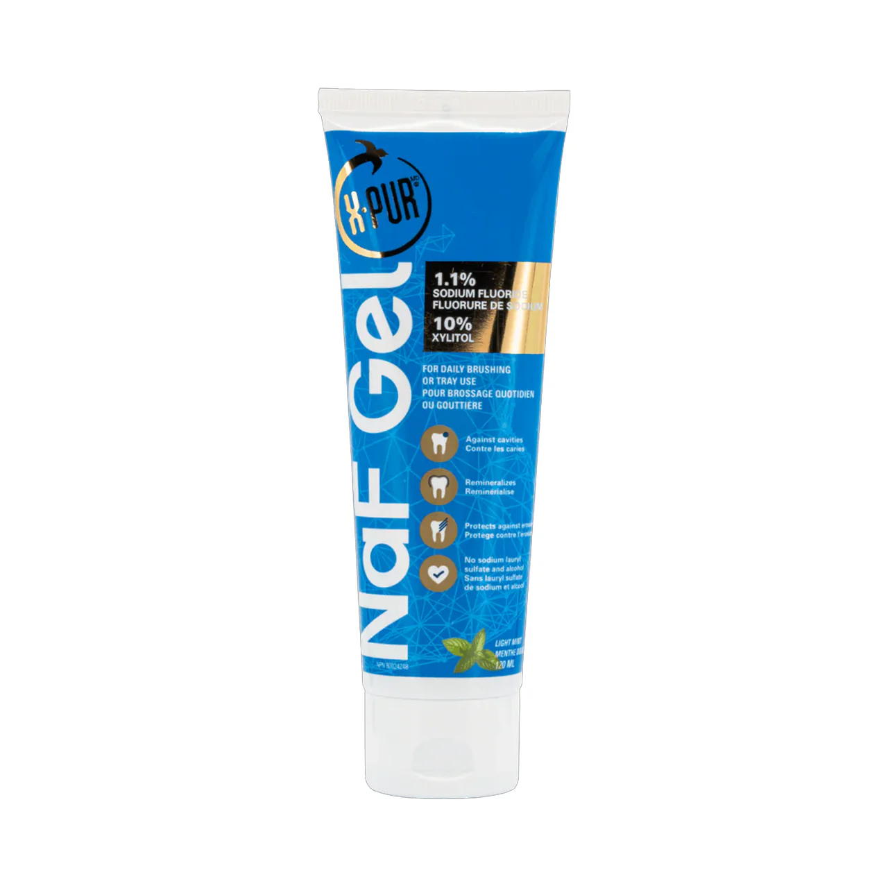 X-PUR - NaF Gel - 1.1% Sodium Fluoride 10 % Xylitol - Light Mint Flavour | 120 mL