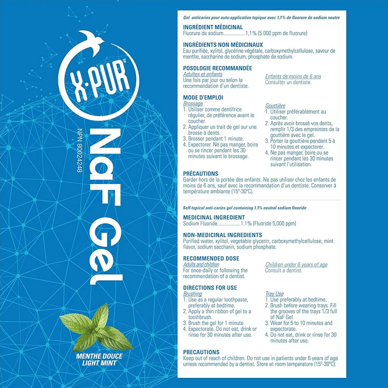 X-PUR - NaF Gel - 1.1% Sodium Fluoride 10 % Xylitol - Light Mint Flavour | 120 mL - Image 2