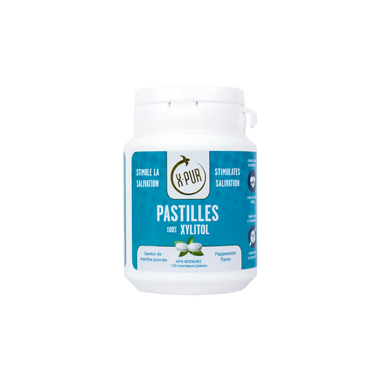 X-PUR - Xylitol Peppermint Pastilles for Dry Mouth | 130 Lozenges