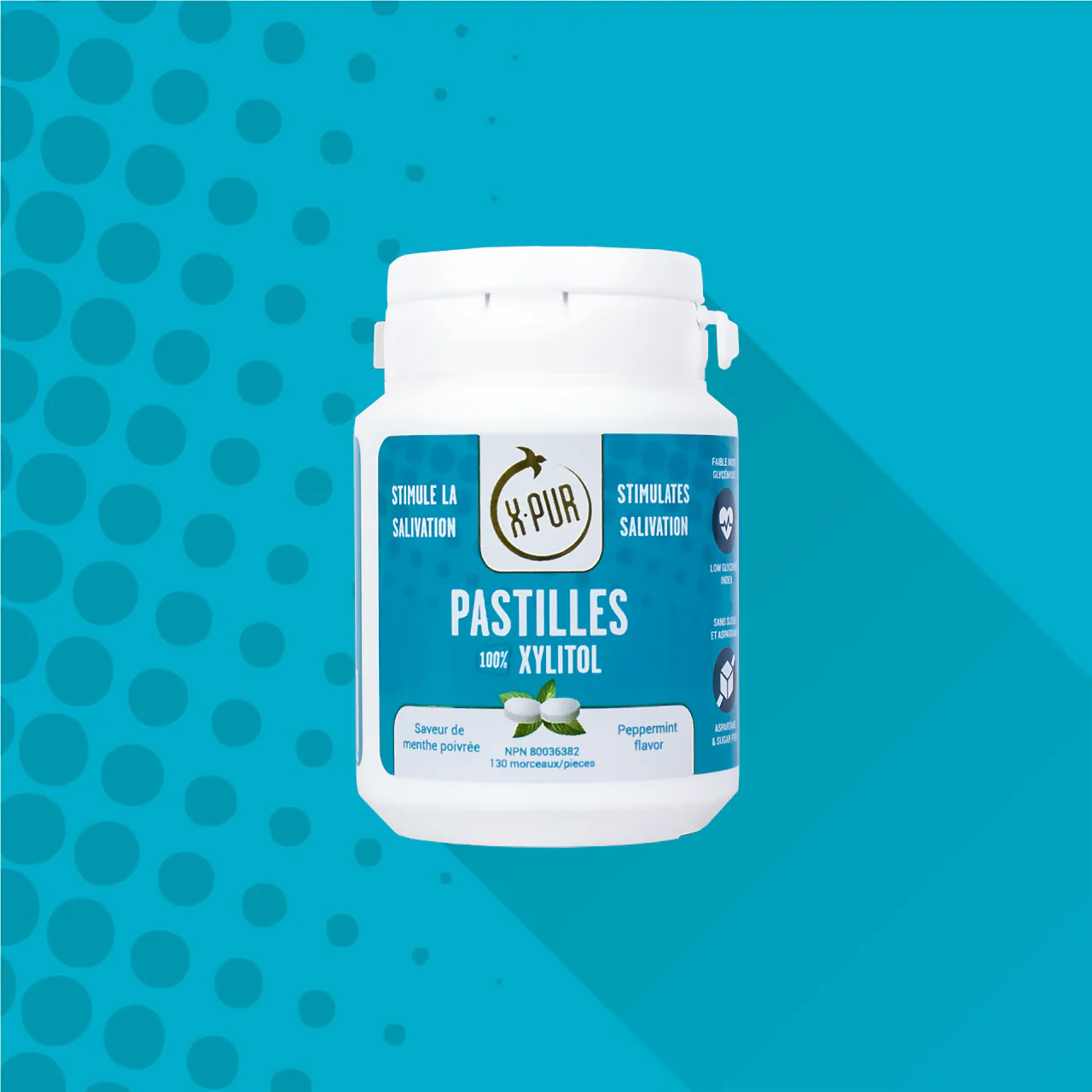 X-PUR - Xylitol Peppermint Pastilles for Dry Mouth | 130 Lozenges - Image 2