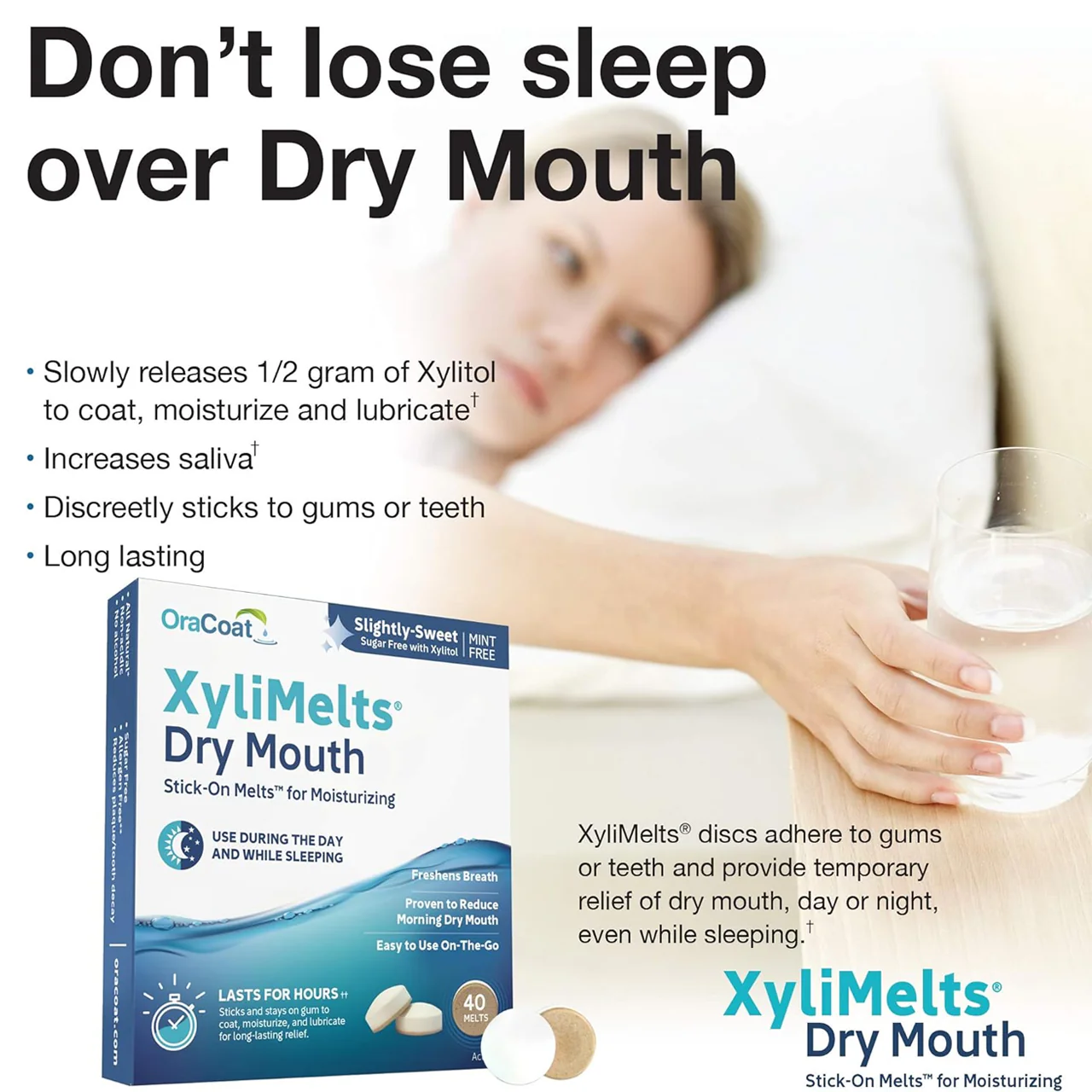 Xylimelts - Dry Mouth Stick on Melts - Mint Free | 40 Melts - Image 2
