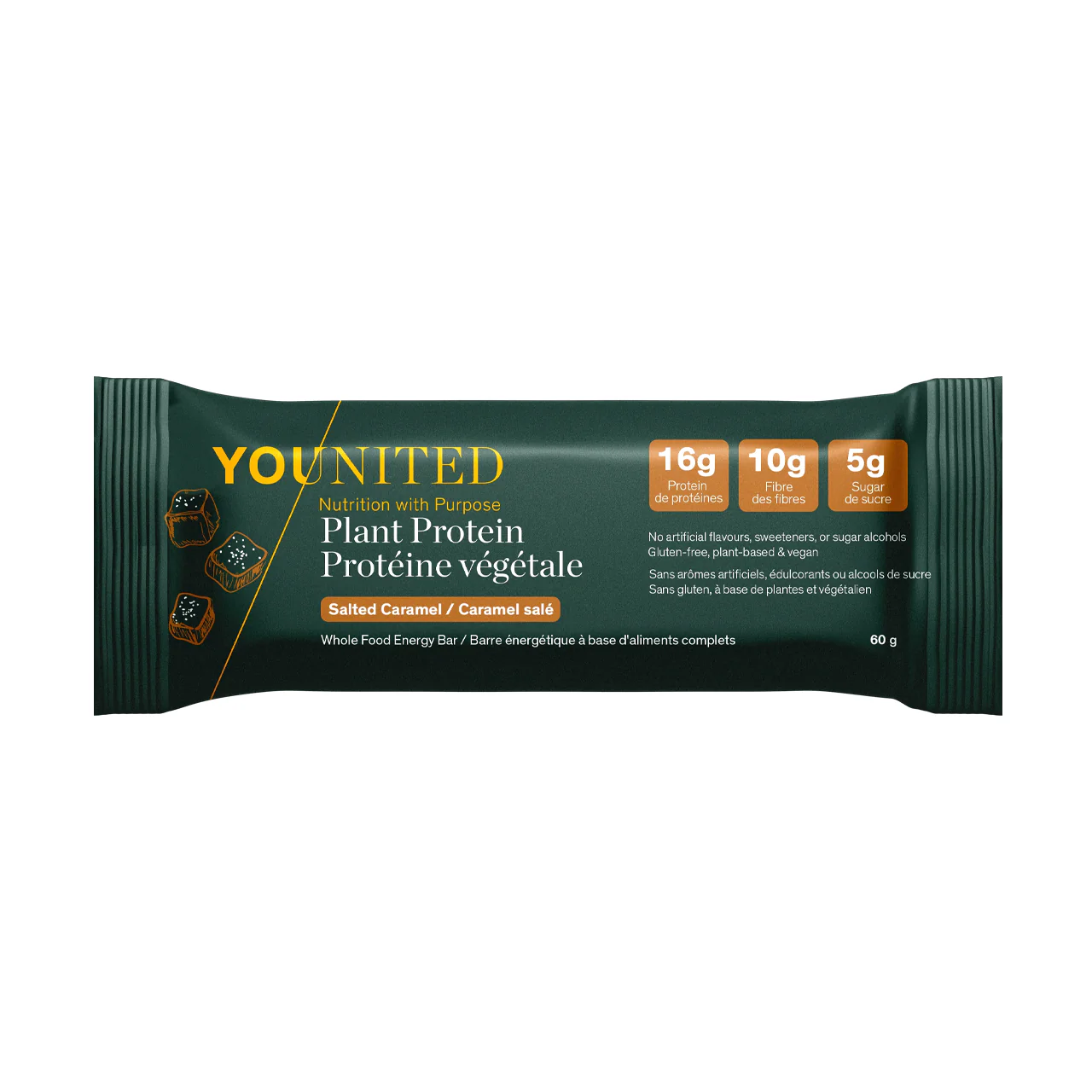 Younited - Plant Protein Whole Food Energy Bar - Salted Caramel | 60 g