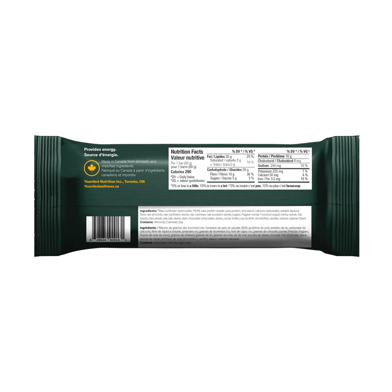 Younited - Plant Protein Whole Food Energy Bar - Salted Caramel | 60 g - Image 2