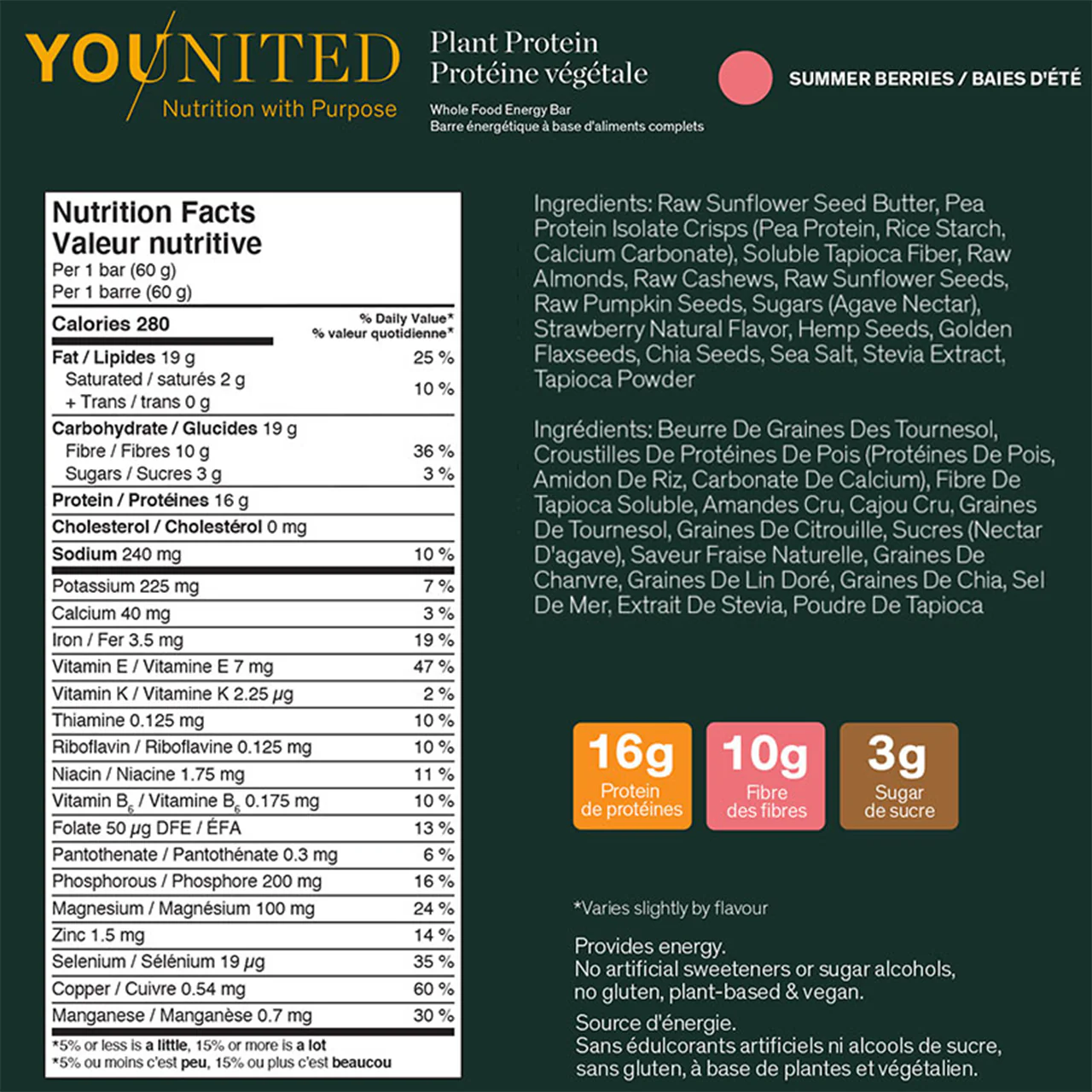 Younited - Plant Protein Whole Food Energy Bar - Summer Berry | 60 g - Image 2