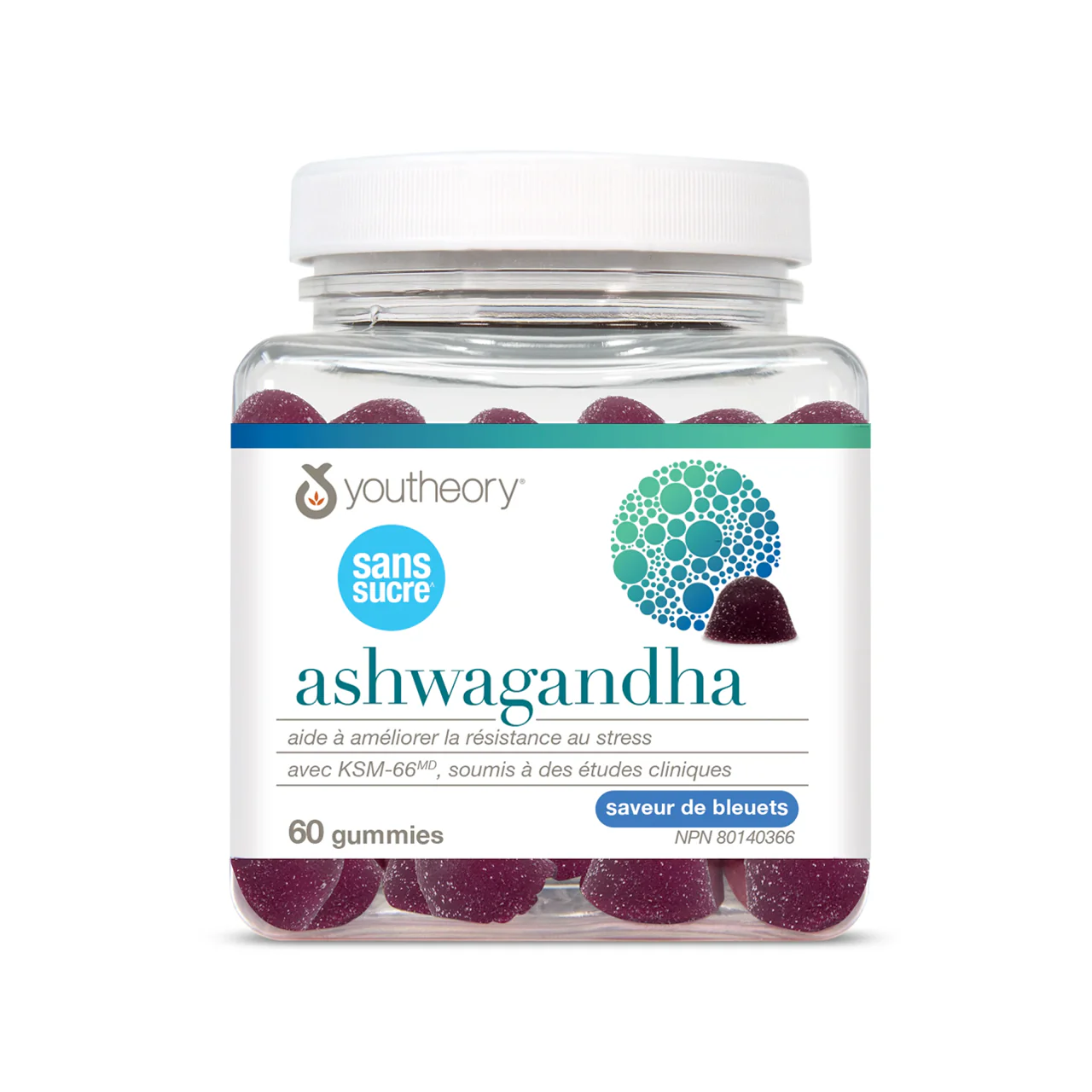 Youtheory - Zero Sugar Ashwagandha Gummies, Blueberry | 60 Gummies - Image 2